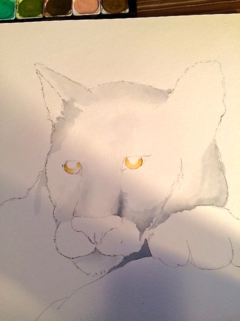 Underpainting in sepia and grey